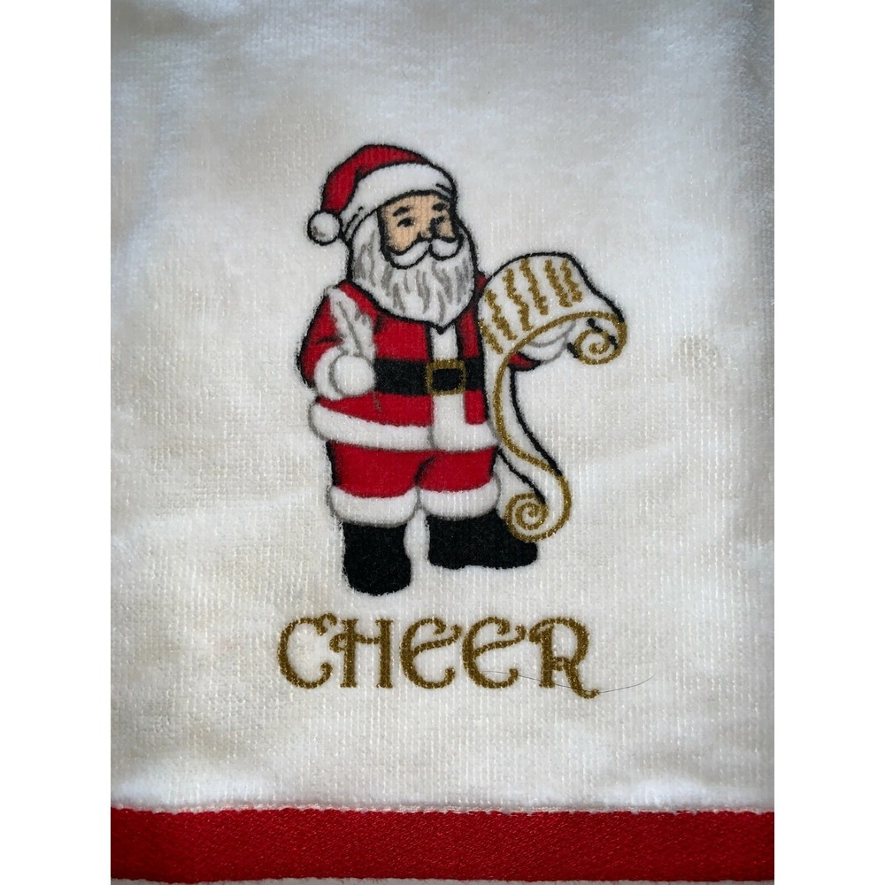 Lenox Christmas Cheer Santa Claus Fingertip Towels LOT of 2 100% Cotton